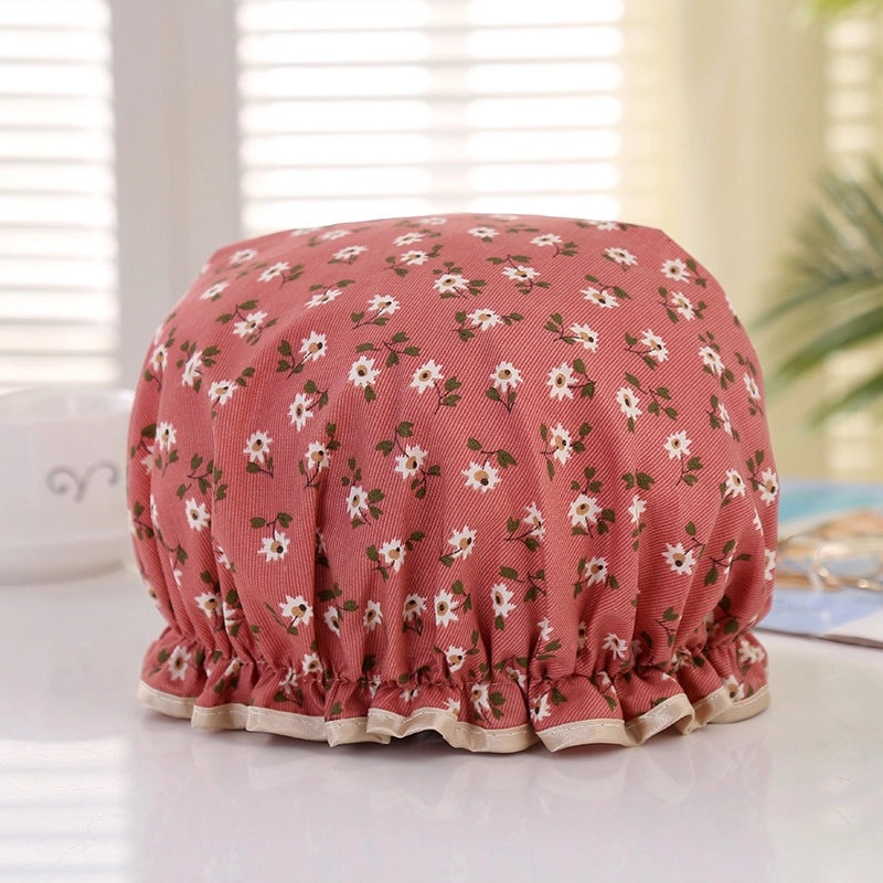 Waterproof Double Layer Shower Cap for Women Cartoon Print Hair Protection PVCPE Material|Women’s Bath & Shower Accessories