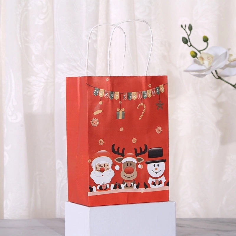 Festive Santa Claus Kraft Paper Gift Bags for Holiday Presents|Holiday Gift Bags