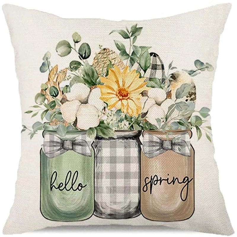 Cute Easter Rabbit Linen Pillow Covers for Couch Sofa Decor | Home Decor Bedding & Pillows