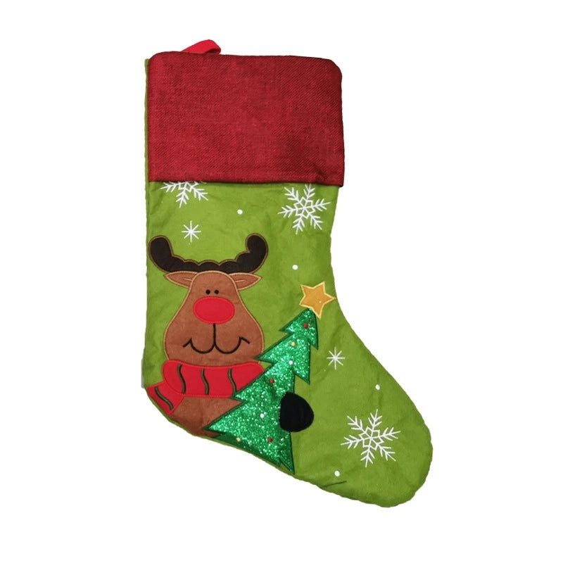 2023 Christmas Linen Gift Bag with Santa Claus Embroidered Socks Christmas Stocking Holiday Gifts|Christmas Decorations & Gifts