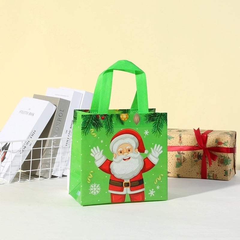 Christmas Santa Claus Nonwoven Party Gift Bags Cute Holiday Treat Bags|Holiday Party Supplies