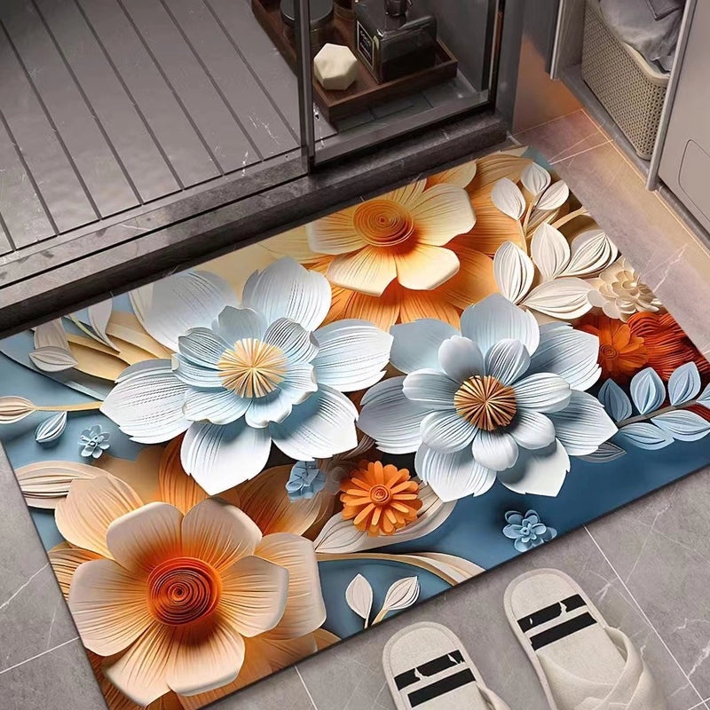 3D Oil Painting Diatom Mud Absorbent Quick-dry Non-slip Floor Mat for Bathroom Door|Bathroom Accessories