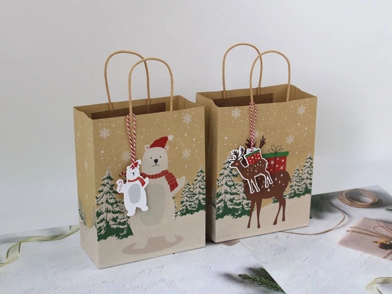 Festive Christmas Cartoon Gift Bags for Party Favors | Holiday Party Supplies