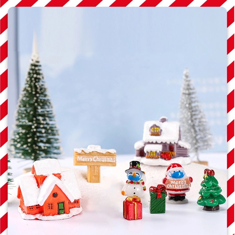 Festive Christmas Tree Santa Claus Snowman Resin Figurines for Indoor Home Decor|Holiday Decorations