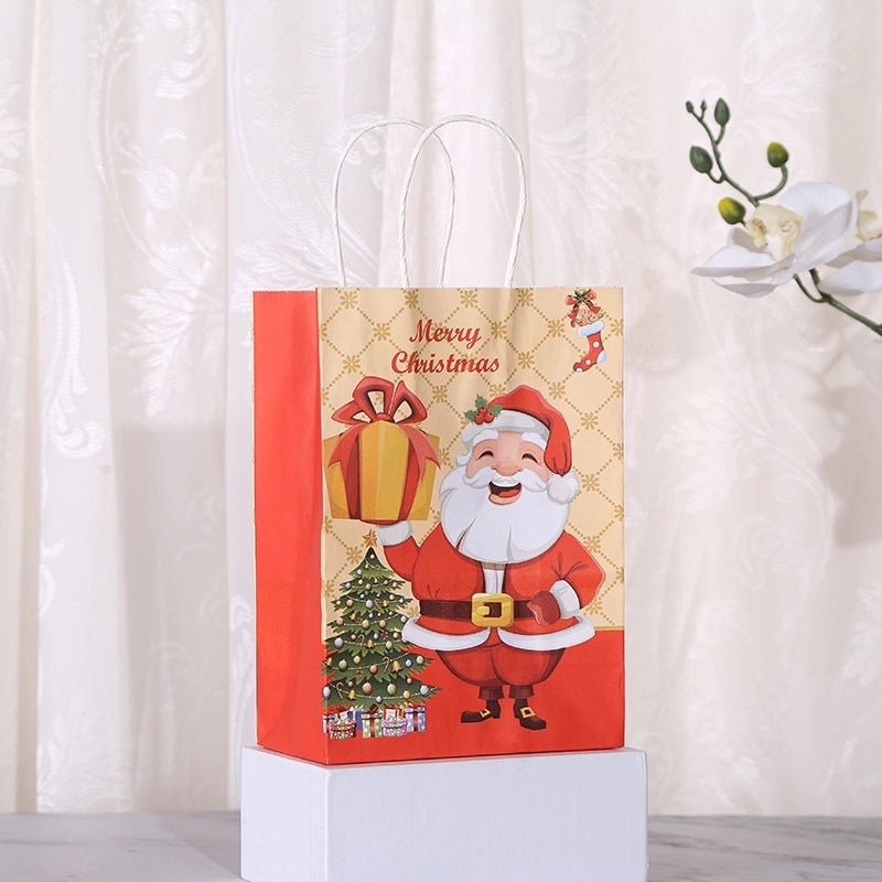 Festive Santa Claus Kraft Paper Gift Bags for Holiday Presents|Holiday Gift Bags