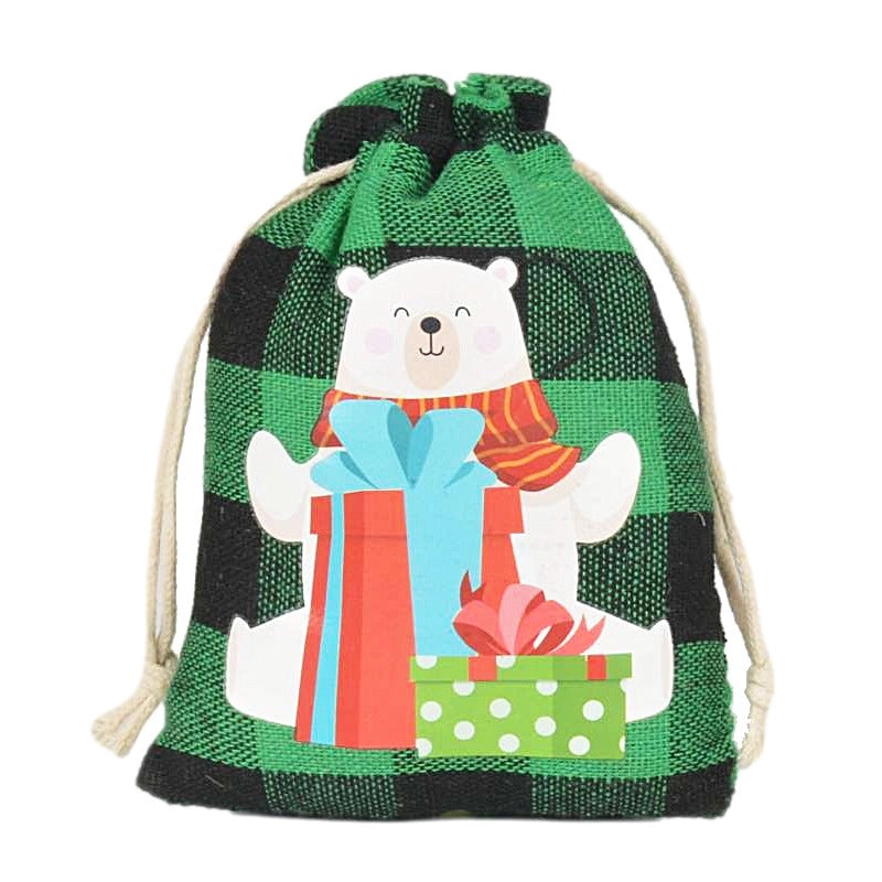 Christmas Party Candy Bag with Snowman Snowflake and Christmas Tree Design | Holiday Gift Bags