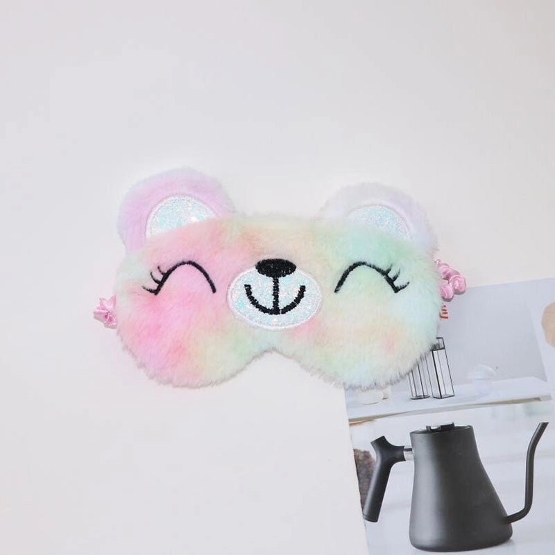 Adorable Cartoon Cotton Plush Satin Sleep Mask | Sleep Accessories