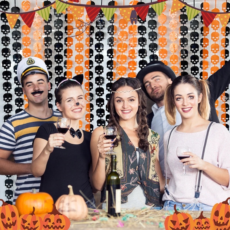 Halloween Skull Spider Rain Curtain Door Decoration | Party Supplies & Home Decor