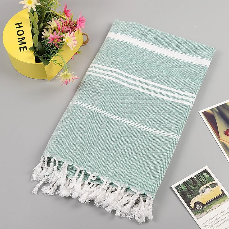 Personalized Cotton Turkish Non-stick Sand-resistant Beach Towel with Tassels | Beach Towels & Shawls