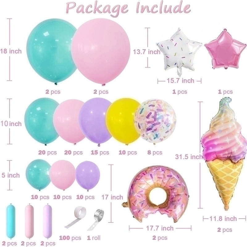 Birthday Princess Ice Cream Foil Balloons for Birthday Party | Party Decorations Balloons