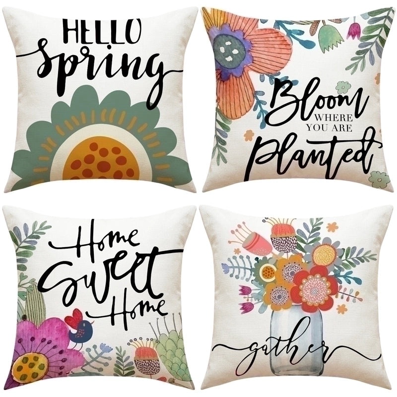 Colorful Letter Linen Pillow Covers Minimalist Design | Home Decor & Bedding