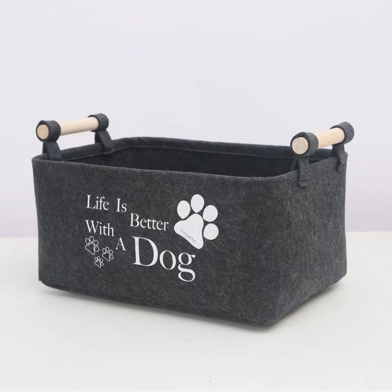 Felt Dog Toy Storage Basket for Home | Pet Storage