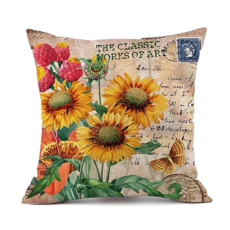 Rustic Sunflower Linen Pillow Covers|Home Decor Pillows