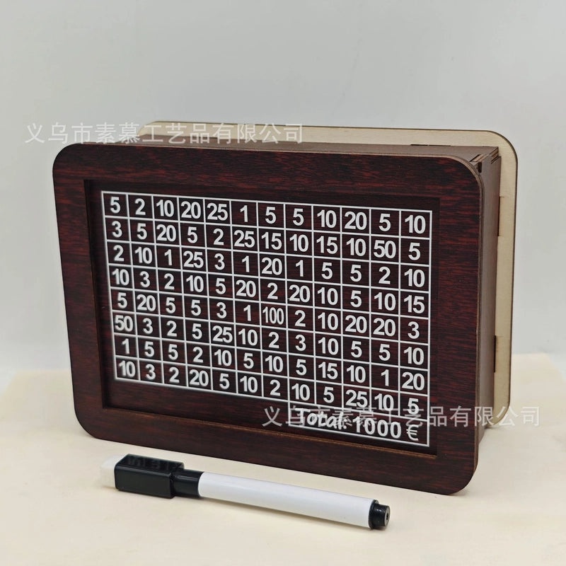 Retro Wooden Square Coin Bank with Number Design | Home Decor & Coin Banks
