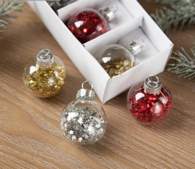 Christmas Clear Glass Ball Ornaments for Indoor Hanging Decor | Christmas Decorations