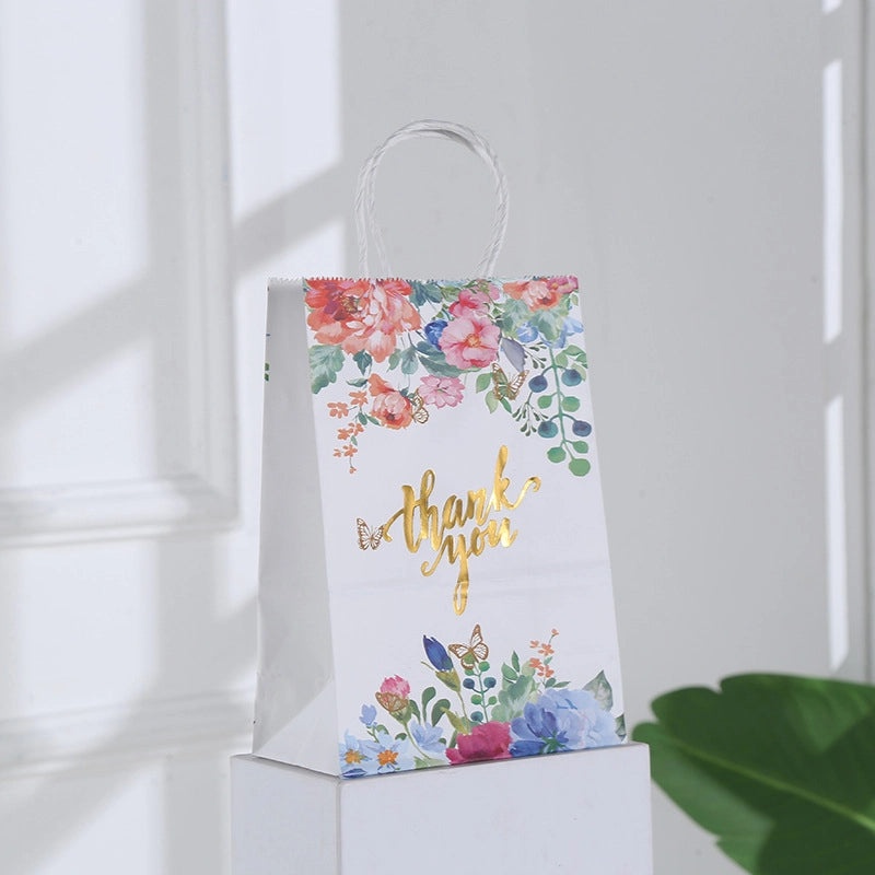 Foil Flower Kraft Paper Handheld Gift Bag|Gift Bags & Packaging