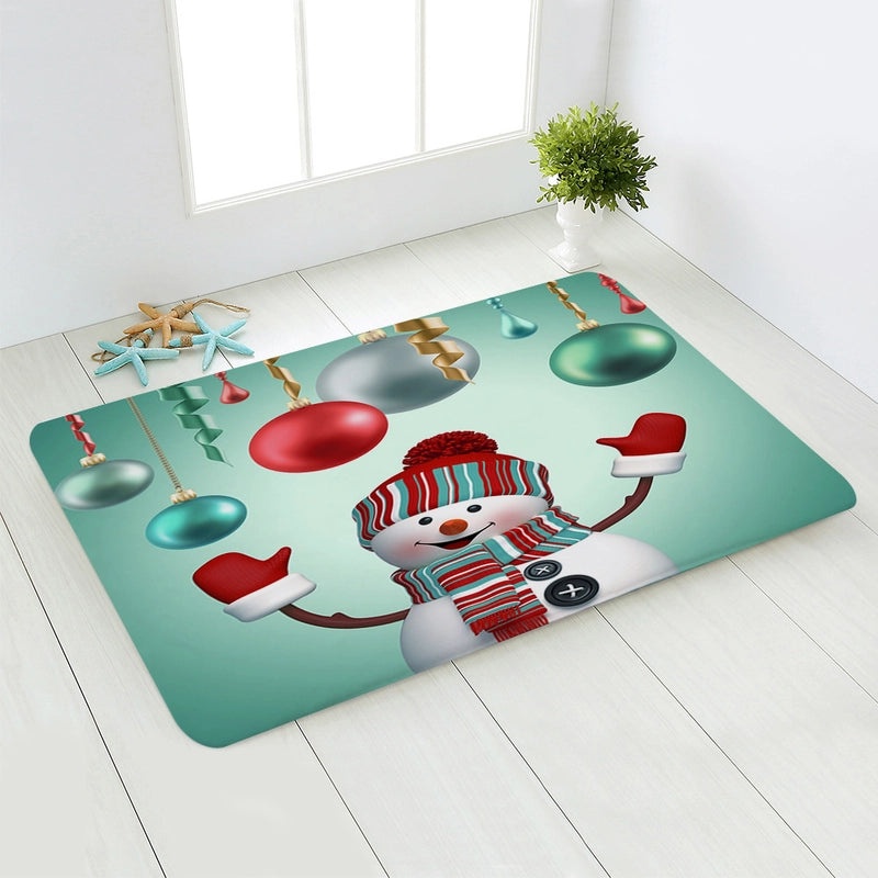 Holiday Santa Snowman Flannel Floor Mat Cozy Christmas Decor|Home & Living/Seasonal Decorations