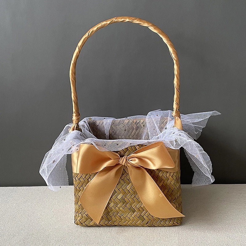 Pastoral Solid Color Wicker Straw Handbag Chic Bohemian Style|Women's Accessories Bags & Purses