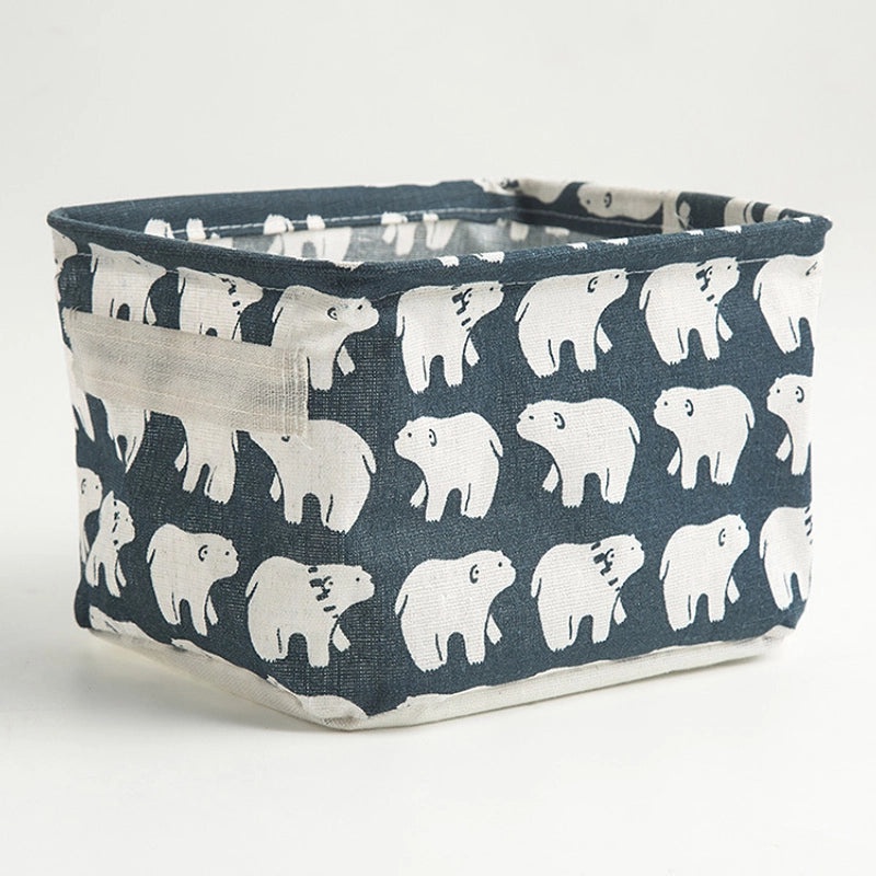 Foldable Cotton Linen Storage Basket for Cosmetics and Desktop Organizer|Home Storage & Organization