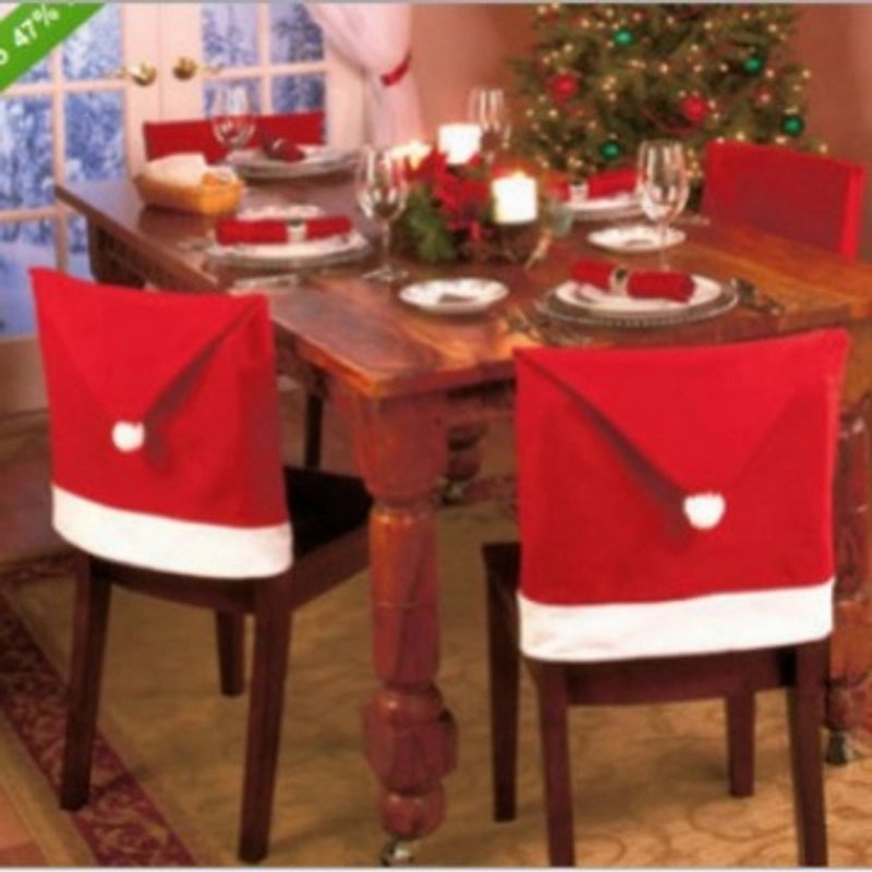 Festive Christmas Chair Cover Nonwoven Holiday Hat Design | Home Decor & Party Supplies
