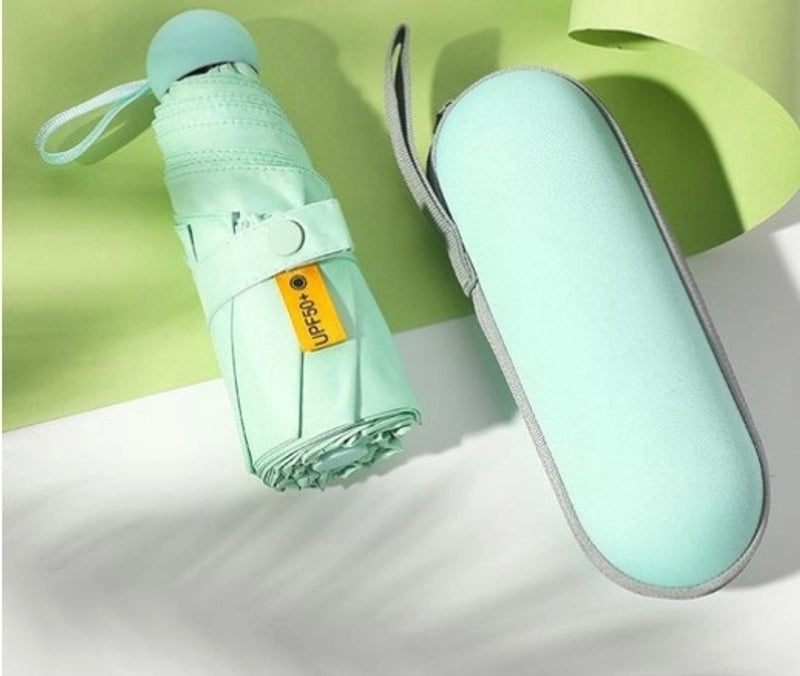 Mini Five-Fold Compact Umbrella | Portable Sun Shade Pocket Umbrella for Sun Protection with Custom Logo | Gifts & Promotional Products