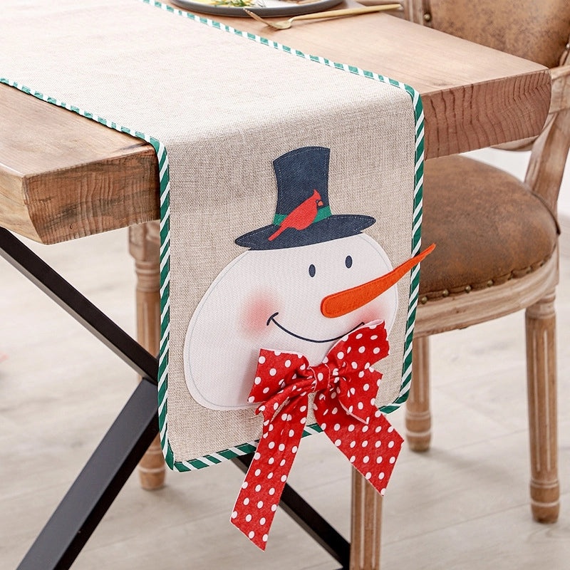 Festive Snowman Linen Insulated Placemat for Christmas Dinner|Dining Table Accessories