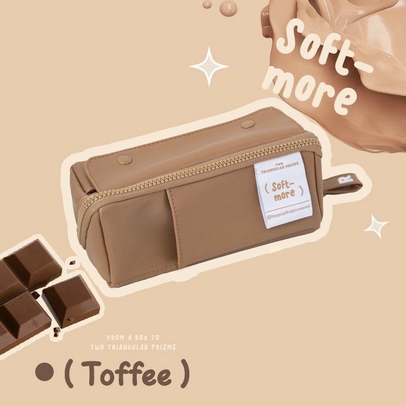 Korean Style Solid Color PU Leather Letter Pencil Case for Students|Stationery & Office Supplies