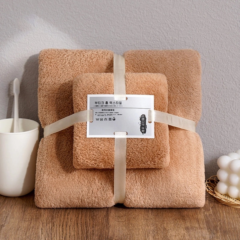 Coral Fleece Bath Towel Set for Mom Thick Absorbent Two-Piece Towel Gift|Home & Bath