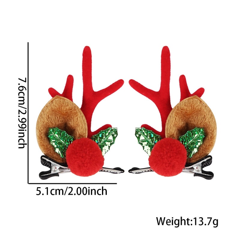 Festive Cartoon Reindeer Antler Hairpin Plastic Christmas Party Accessory|Holiday Party Accessories
