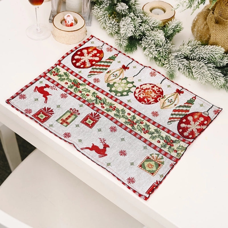 Christmas Knitted Fabric Placemat Holiday Table Decoration Cozy Handmade Design|Home Decor