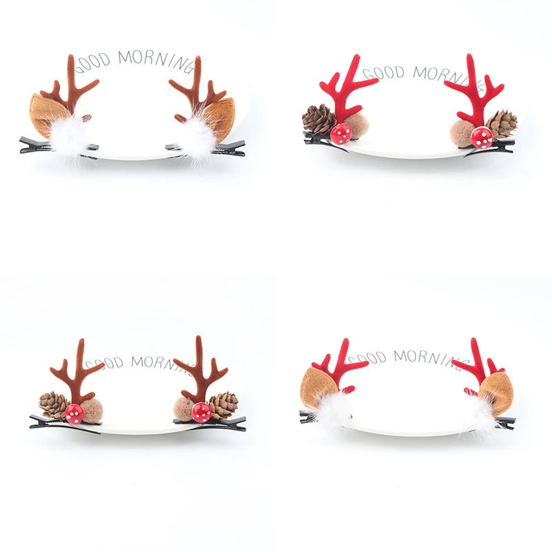 Festive Reindeer Antler Hair Clip for Christmas | Holiday Hair Accessories