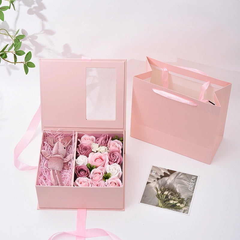 Transparent PVC Rose Gift Box with Window | Flower Gift Packaging