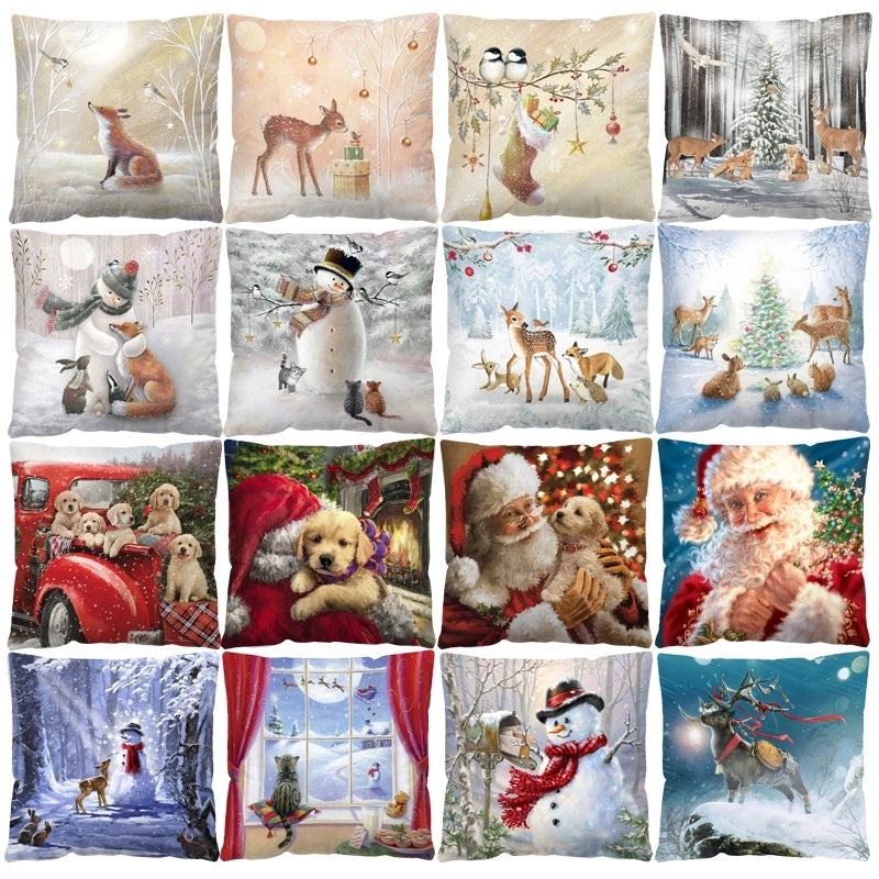 Festive Christmas Plush Santa & Snowman Pillow Covers | Holiday Home Decor & Sofa Accessories