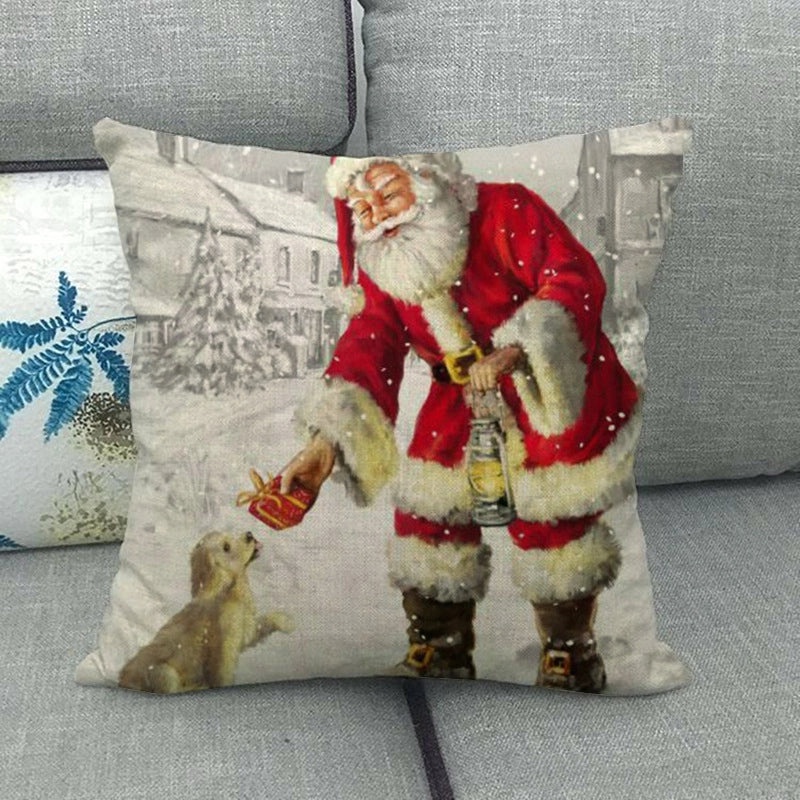 Nordic Modern Classic Christmas Tree Santa Dog Linen Pillow Covers Sofa Couch Decor|Home Decor Pillows