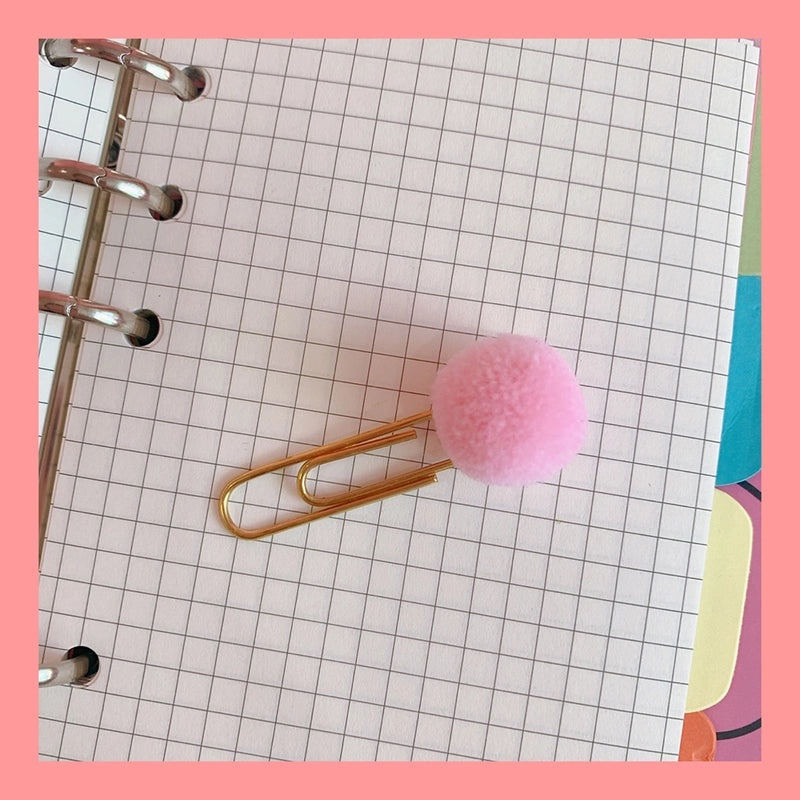 Cute Japanese Metal Paper Clip Bookmark with Colorful Candy Hairy Ball Pin for Students and Office Supplies|Stationery