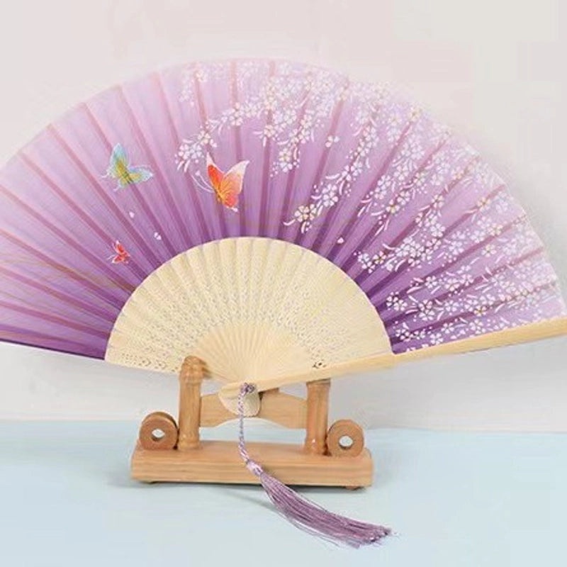 Elegant Chinoiserie Floral Bamboo Fans with Classic Heating Design | Home Decor Fans
