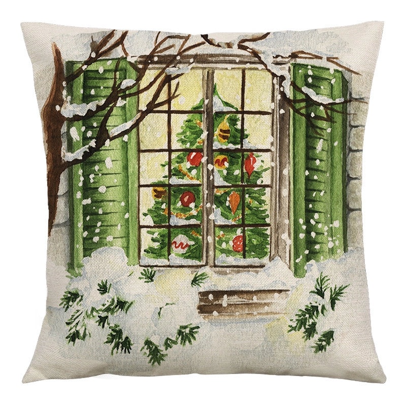 Cute Christmas Tree and Snowman Linen Pillow Covers|Home Decor Pillows