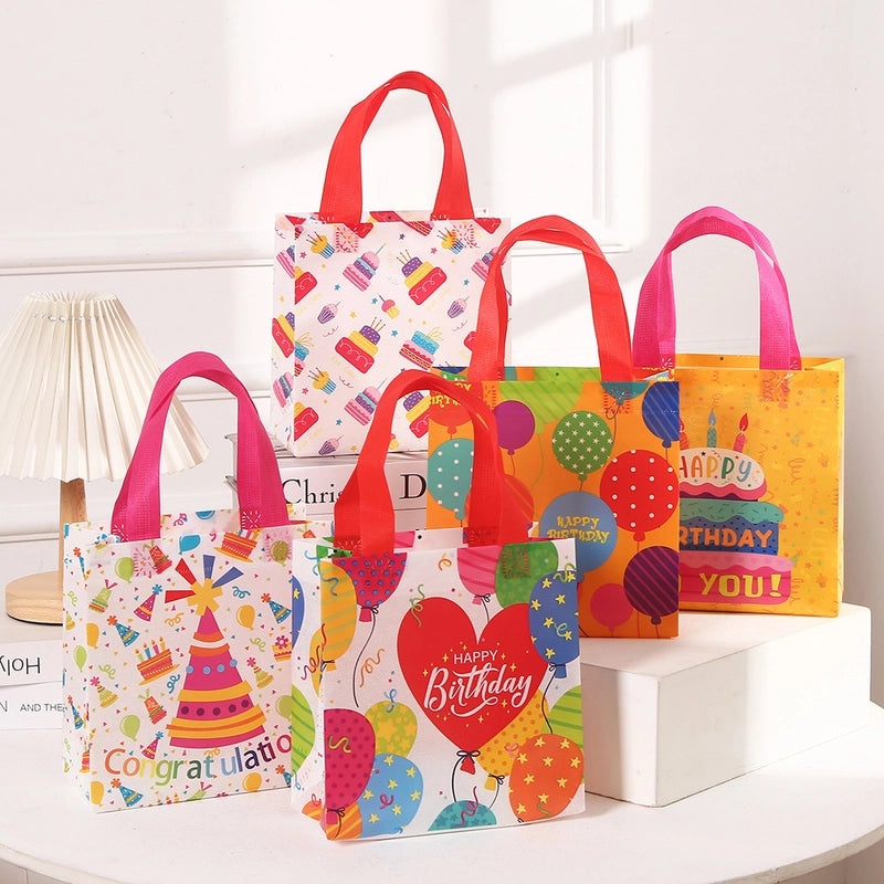 Cartoon Waterproof Non-woven Birthday Gift Tote Bag Full Moon Party Return Favor Bag|Gift Bags & Packaging