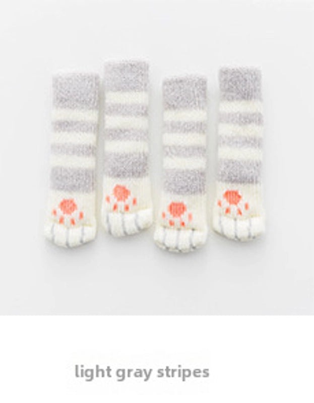 Knitted Cat Claw Table Leg Protectors Silent Chair Foot Covers Yellow White Color Matching|Furniture Accessories