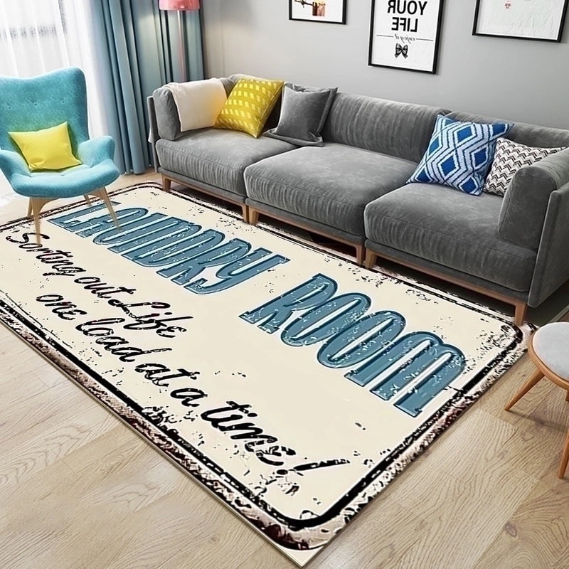 Vacation Style Polyester Area Rug with Letter Print|Home Decor & Rugs