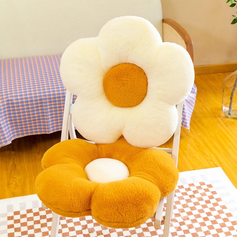 Fluffy Rabbit Hair Flower Cushion for Office, Sofa, Student Chair | Home Decor Cushions