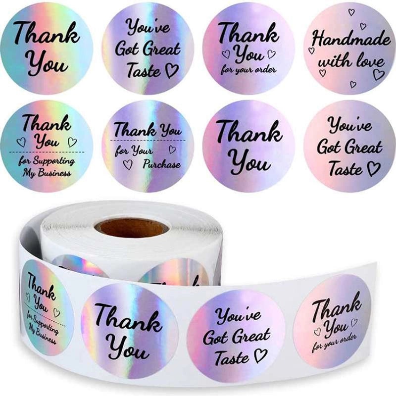 1000pcs Roll Laser Bronzing Thank You Stickers for Fashion Packaging|Packaging & Labels