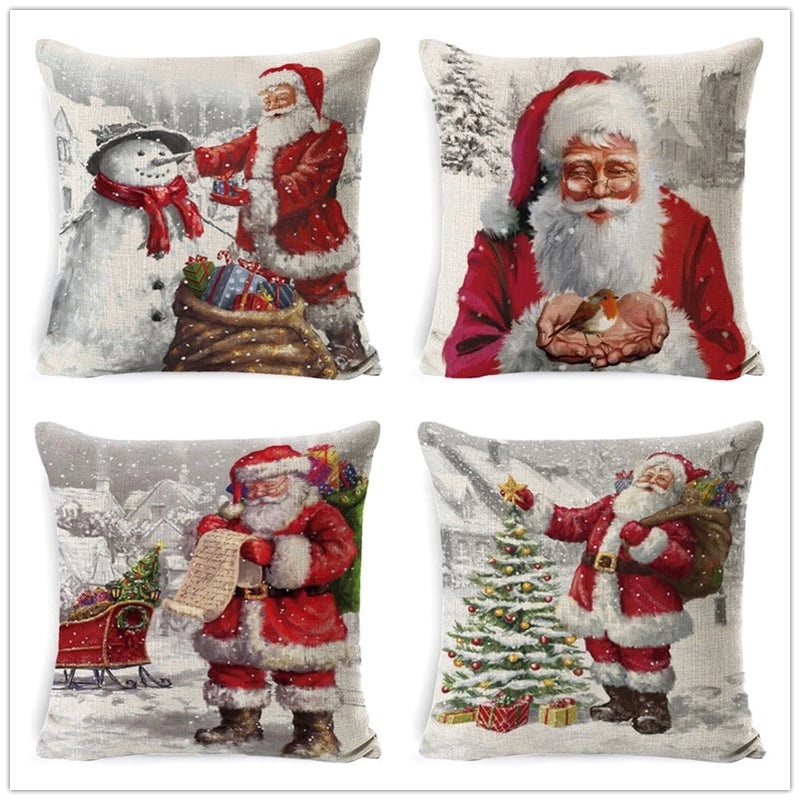 Christmas Geometric Snowflake Cartoon Cushion Cover for Couch Sofa | Home Decor & Cushions