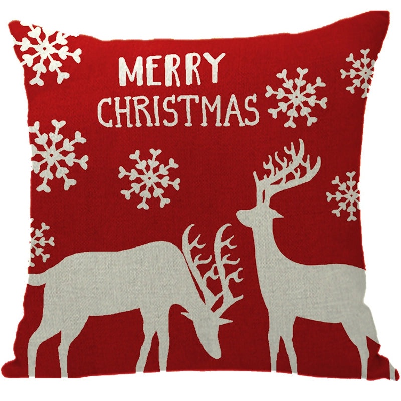 Winter Snowflake and Elk Linen Pillow Covers|Home Decor Pillows