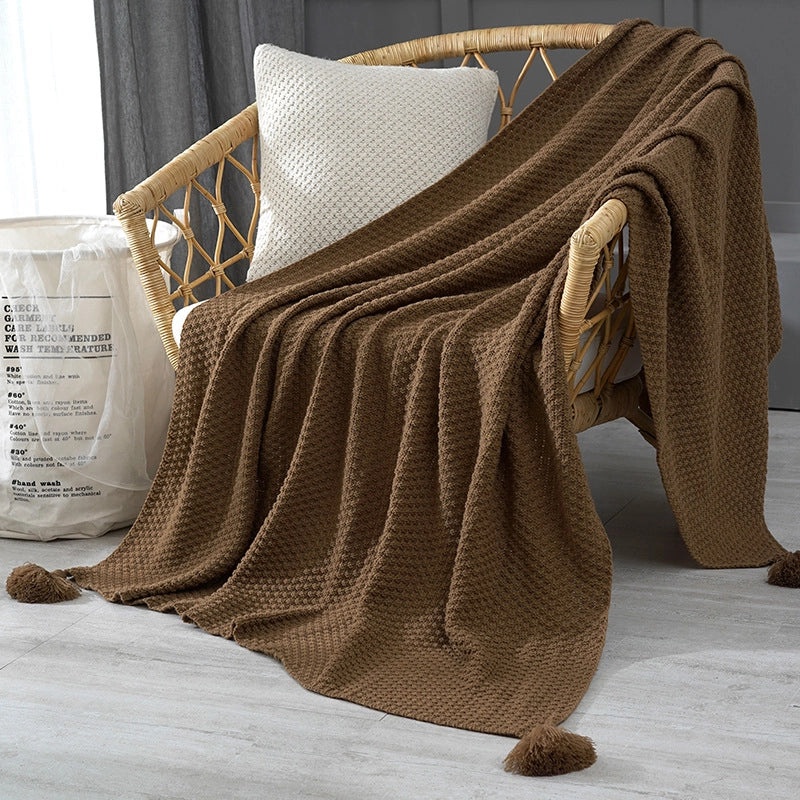 Cozy Solid Color Acrylic Polyester Throw Blanket | Home Textiles & Bedding