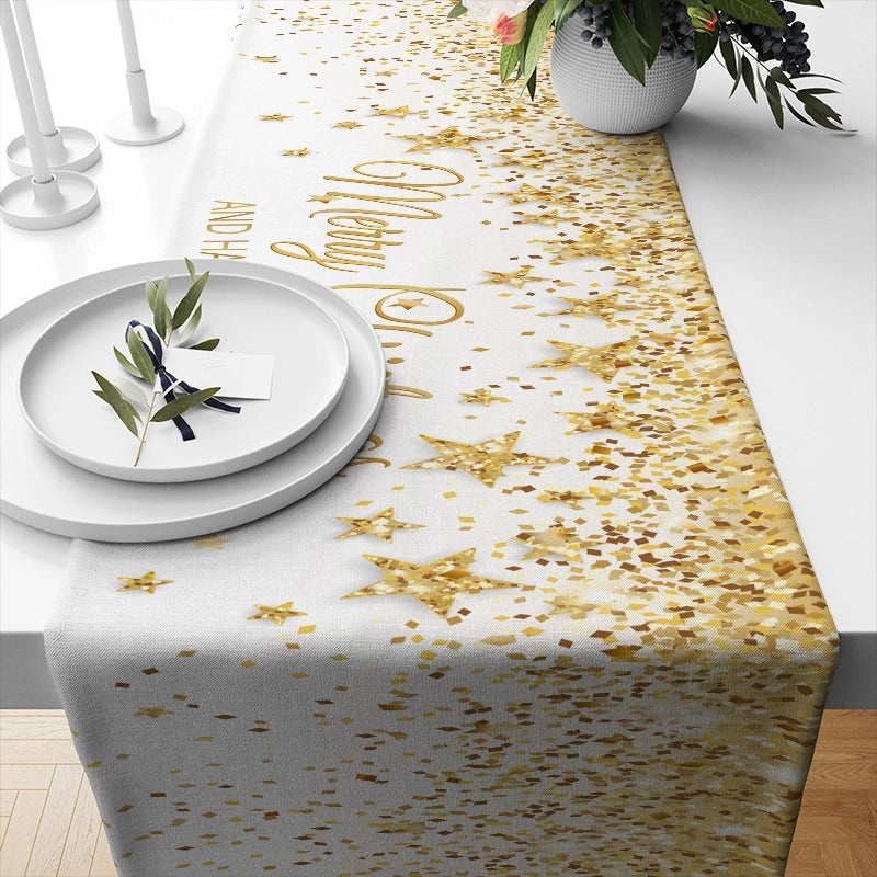 Festive Ethnic Color Block Linen Tablecloth for Christmas Vacation|Home Decor Table Linens