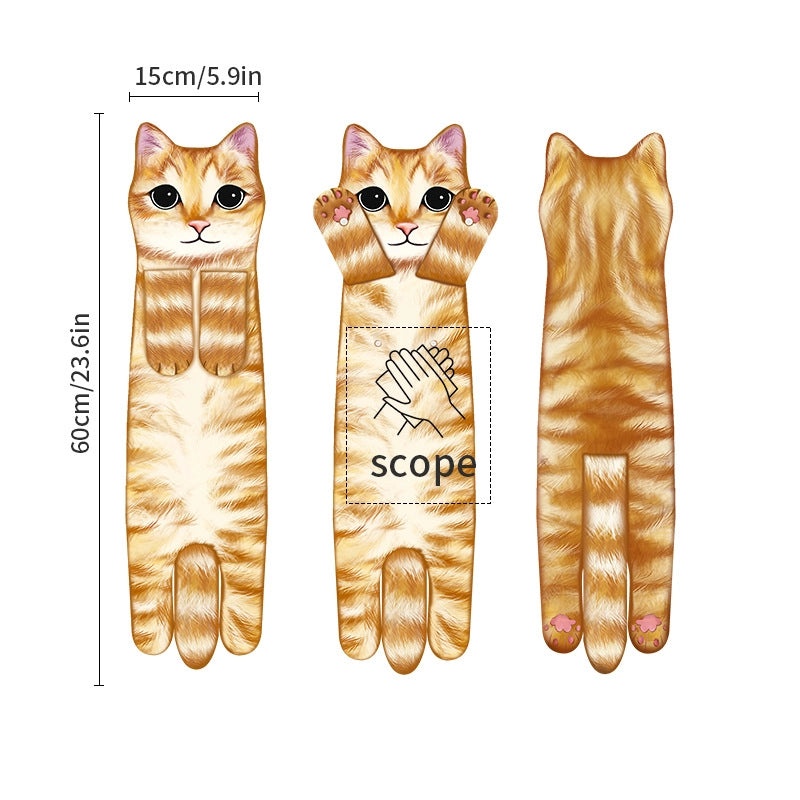 Minimalist Cat Design Microfiber Towels for Home Use|Home & Living Towels