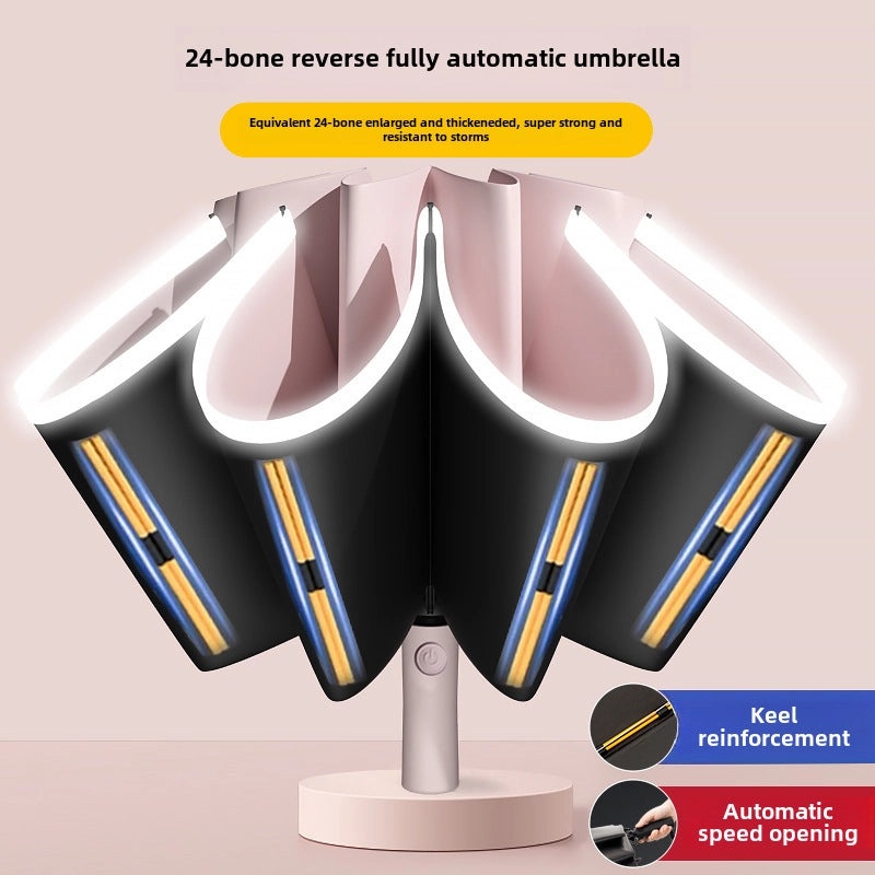 20-Rib Automatic Reverse Umbrella for Men and Women | Windproof Large Folding Sun & Rain Protection | Travel Umbrella Black Coating|Umbrellas & R