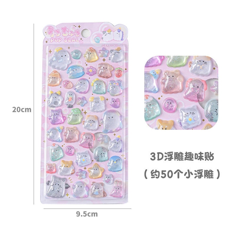 School Graduation Cartoon Epoxy Resin Stickers Set of 2|School Supplies & Stationery