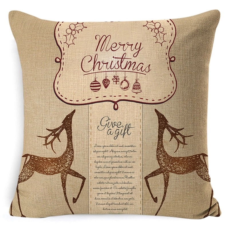 Vintage Letter and Deer Linen Cushion Covers|Home Decor Pillows
